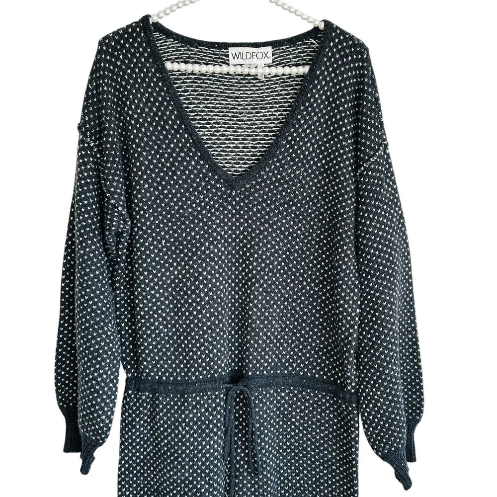 WildFox Y2k Birdseye Knit One Piece Pajama Small Lounge Wool‎ Silk  Leisure Gray